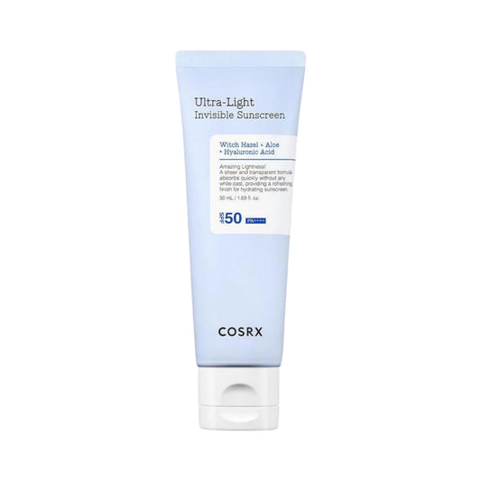 Crema solara COSRX Ultra Light Invisible Sunscreen SPF50 50ml, textura usoara si invizibila
