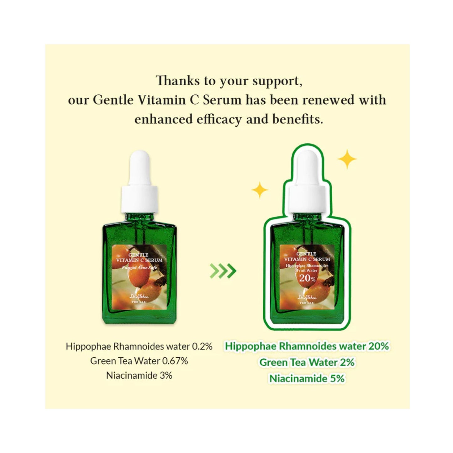 Dr. Althea pro lab gentle vitamin c serum 30 ml ambalaj vechi si ambalaj noua, aceeasi formula