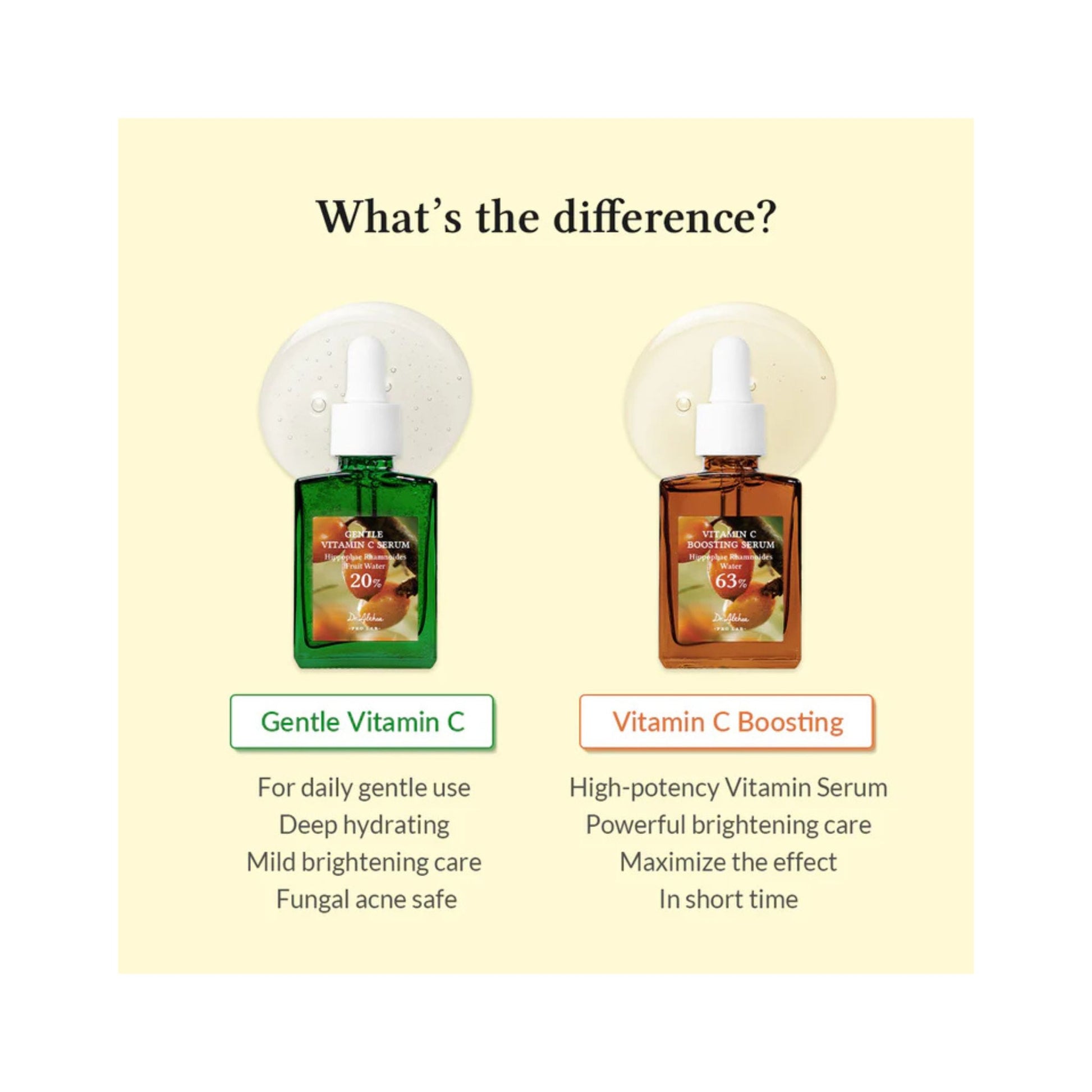 Diferenta intre  formulele dr althea pro lab vitamin c gentle si vitamin c boosting 30 ml