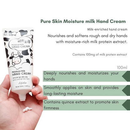 ESFOLIO Pure Skin Moisture Milk Hand Cream, cremă de mâini catifelată care hidratează intens și lasă pielea fină
