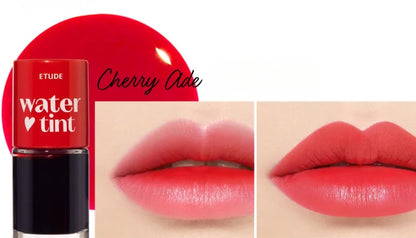 ETUDE Dear Darling Water Tint 02 Cherry Ade, tint de buze roșu cireș care oferă culoare intensă și prospețime de lungă durată