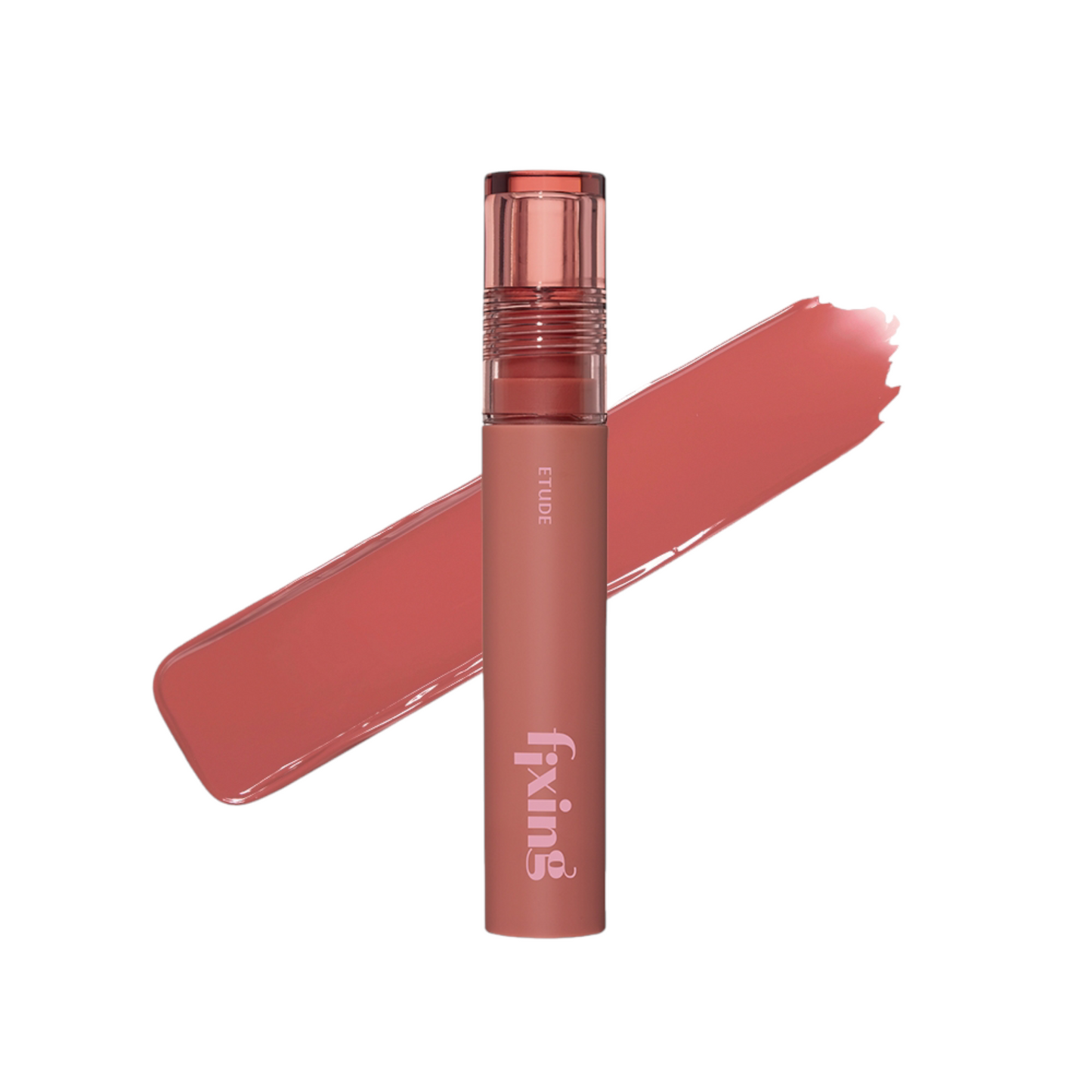 ETUDE Fixing Tint 12 Salmon Brick, ruj lichid rezistent care oferă buzelor culoare intensă și confort de lungă durată