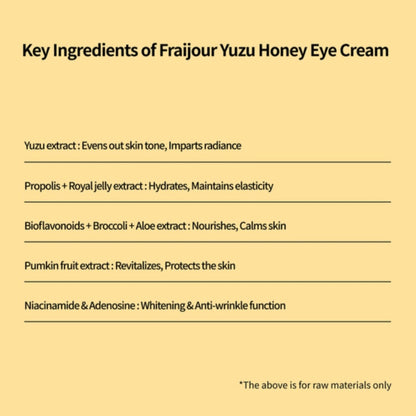 Crema ochi Fraijour Yuzu Honey Capsule cu miere si yuzu pentru hidratare si luminozitate, 15 ml