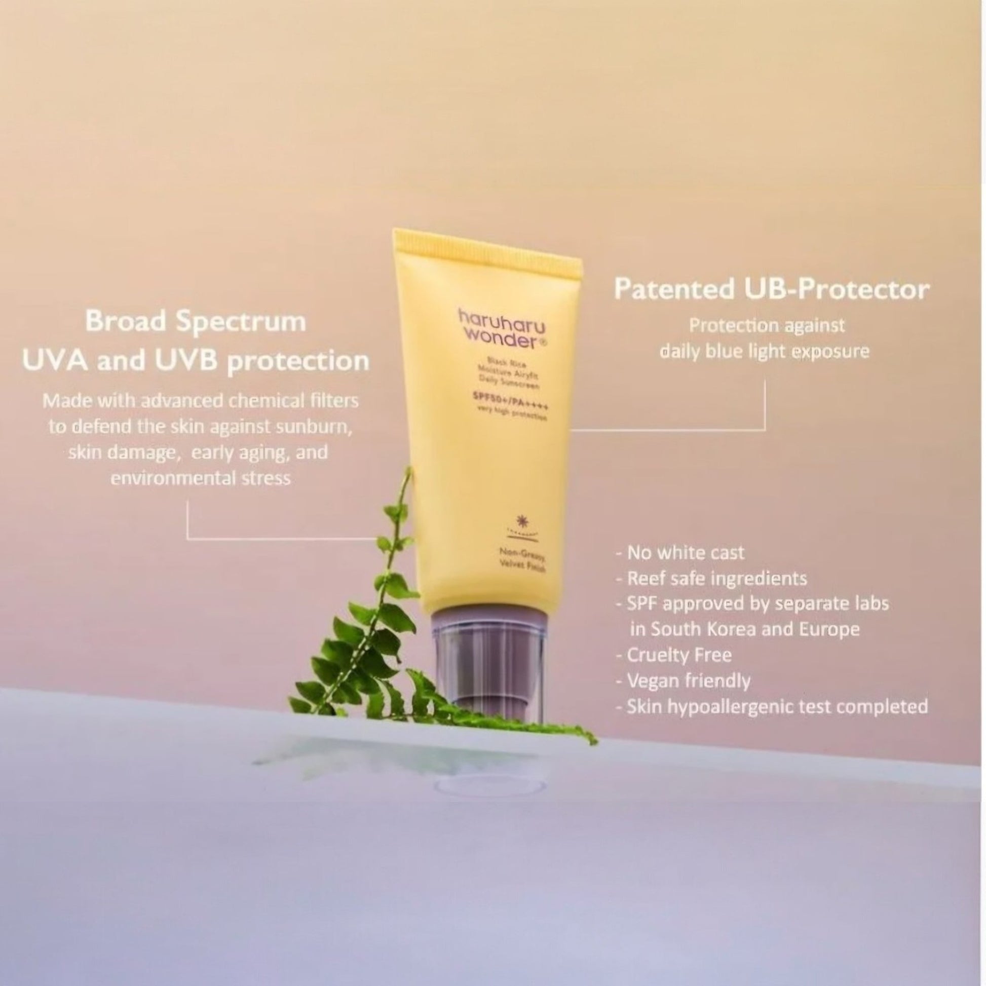HARUHARU Wonder Black Rice Moisture Airyfit Sunscreen SPF50, cremă solară lejeră care hidratează și protejează pielea de razele UV