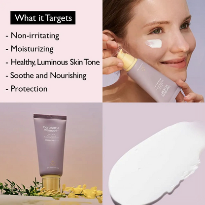 HARUHARU Wonder Black Rice Pure Mineral Relief Daily Sunscreen SPF50, cremă solară minerală care calmează și protejează pielea zilnic