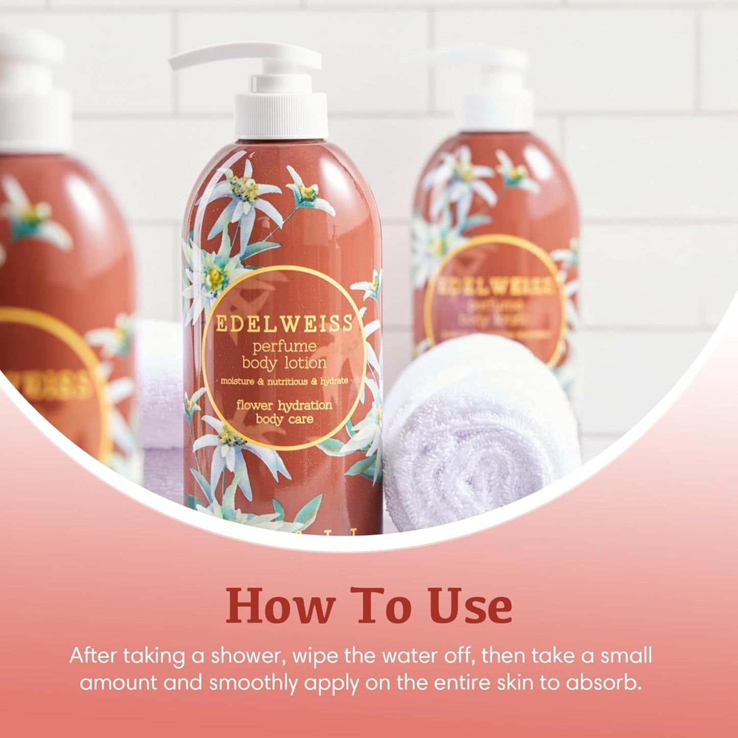 Lotiune de corp Jigott Edelweiss, hidratanta, calmanta, parfum floral, 500 ml