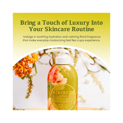 Jigott Hibiscus perfume body lotion 500 ml lotiune de corp hidratanta cu parfum floral de hibiscus pentru piele catifelata