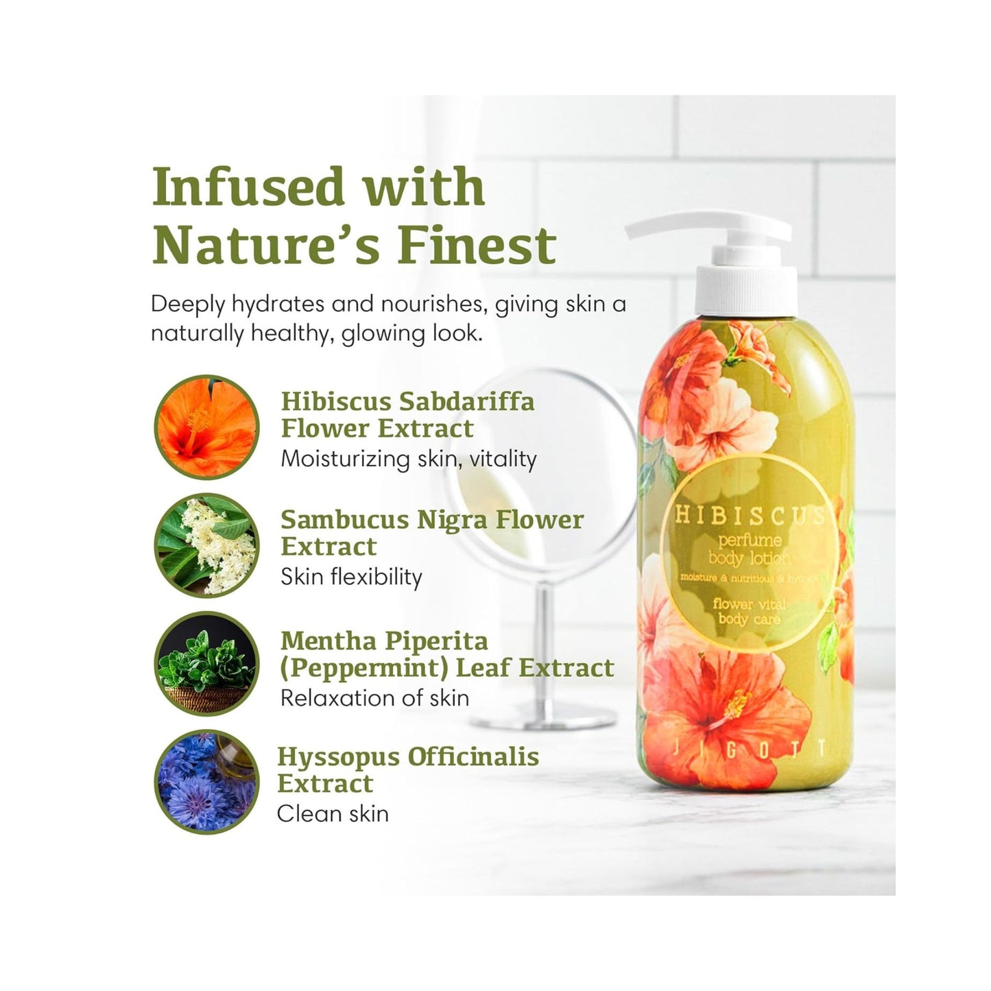 Jigott Hibiscus perfume body lotion 500 ml lotiune de corp hidratanta cu parfum floral de hibiscus pentru piele catifelata