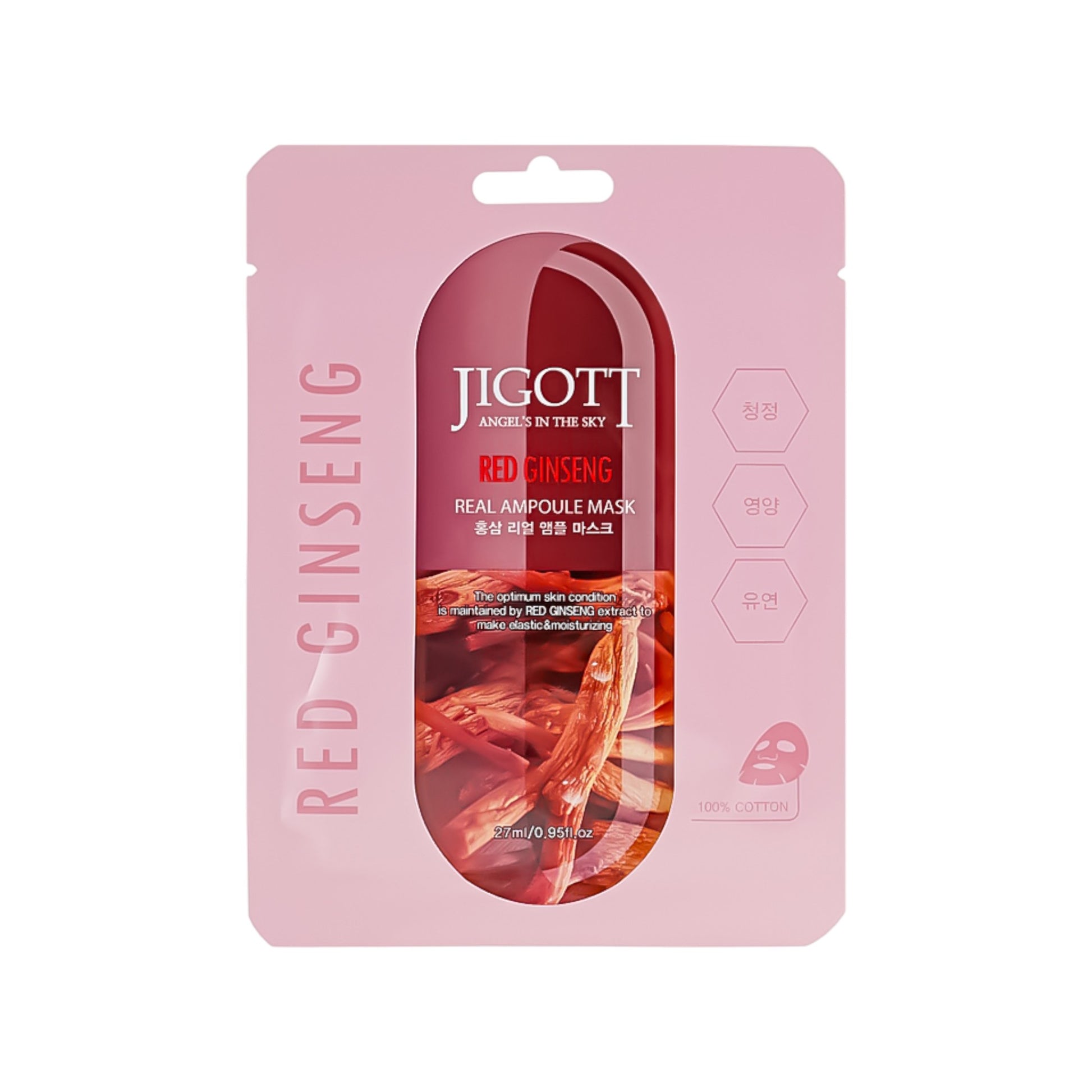 JIGOTT Red Ginseng Real Ampoule Mask, masca de fata cu ginseng rosu, hraneste si revitalizeaza tenul