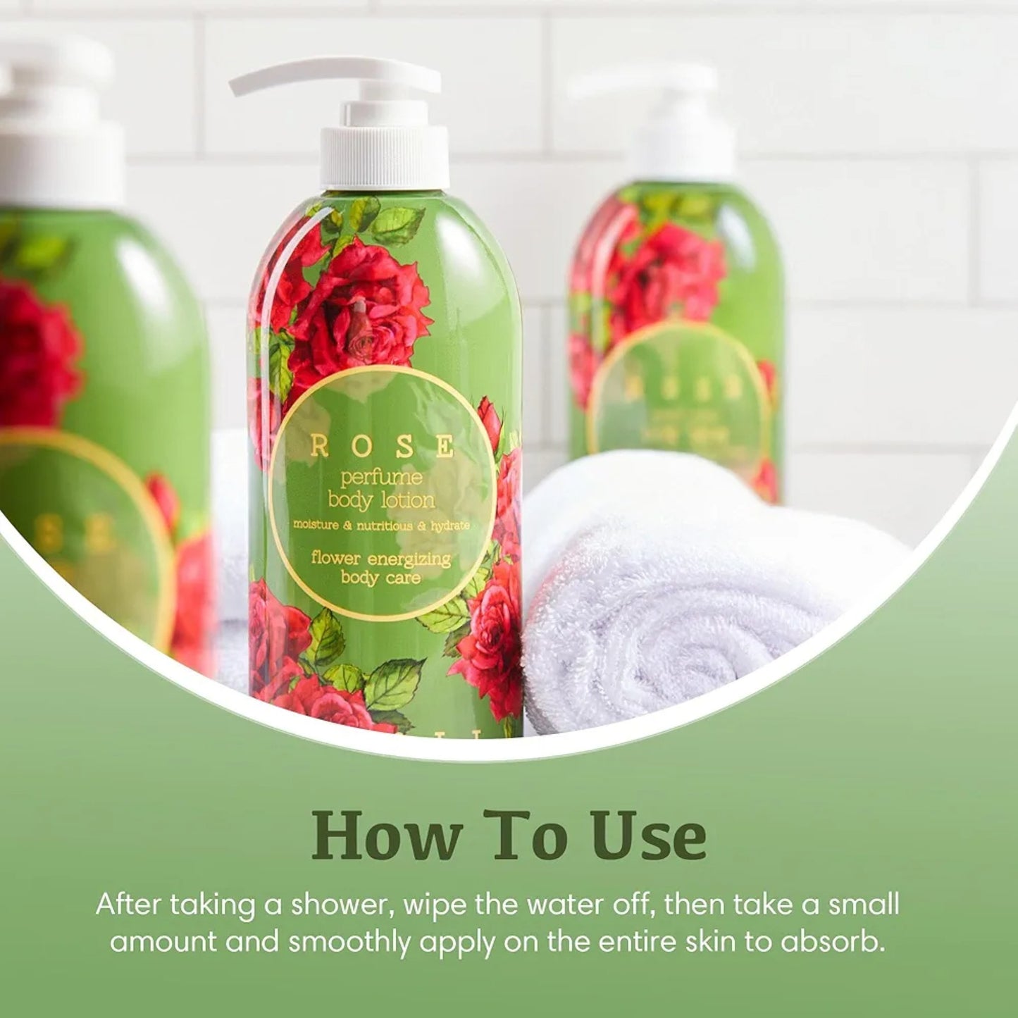 JIGOTT Rose Perfume Body Lotion 500 ml, lapte de corp hidratant cu parfum de trandafir, catifeleaza si lasa pielea fina