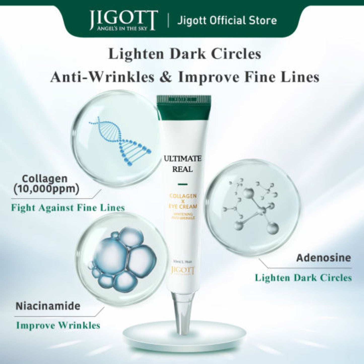 Crema ochi Jigott cu colagen hidrolizat pentru fermitate si hidratare zona ochilor