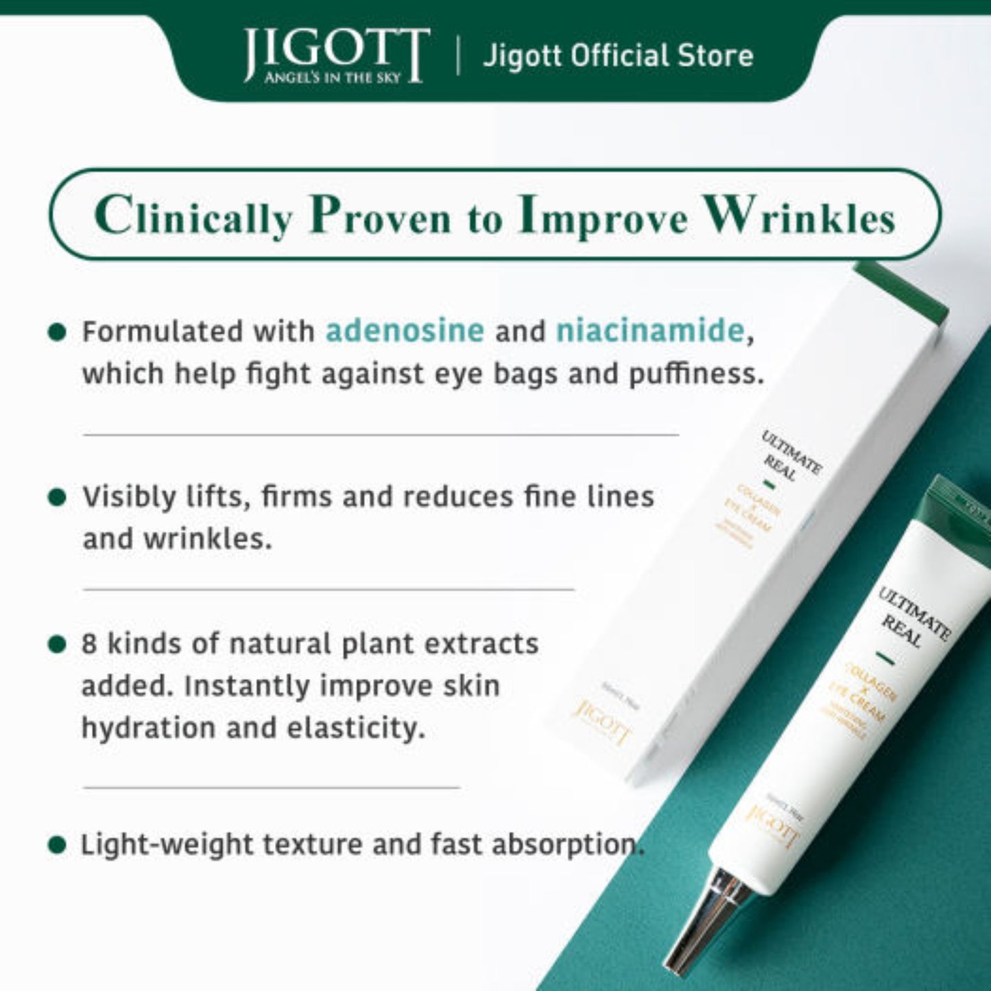 Crema ochi Jigott cu colagen hidrolizat pentru fermitate si hidratare zona ochilor