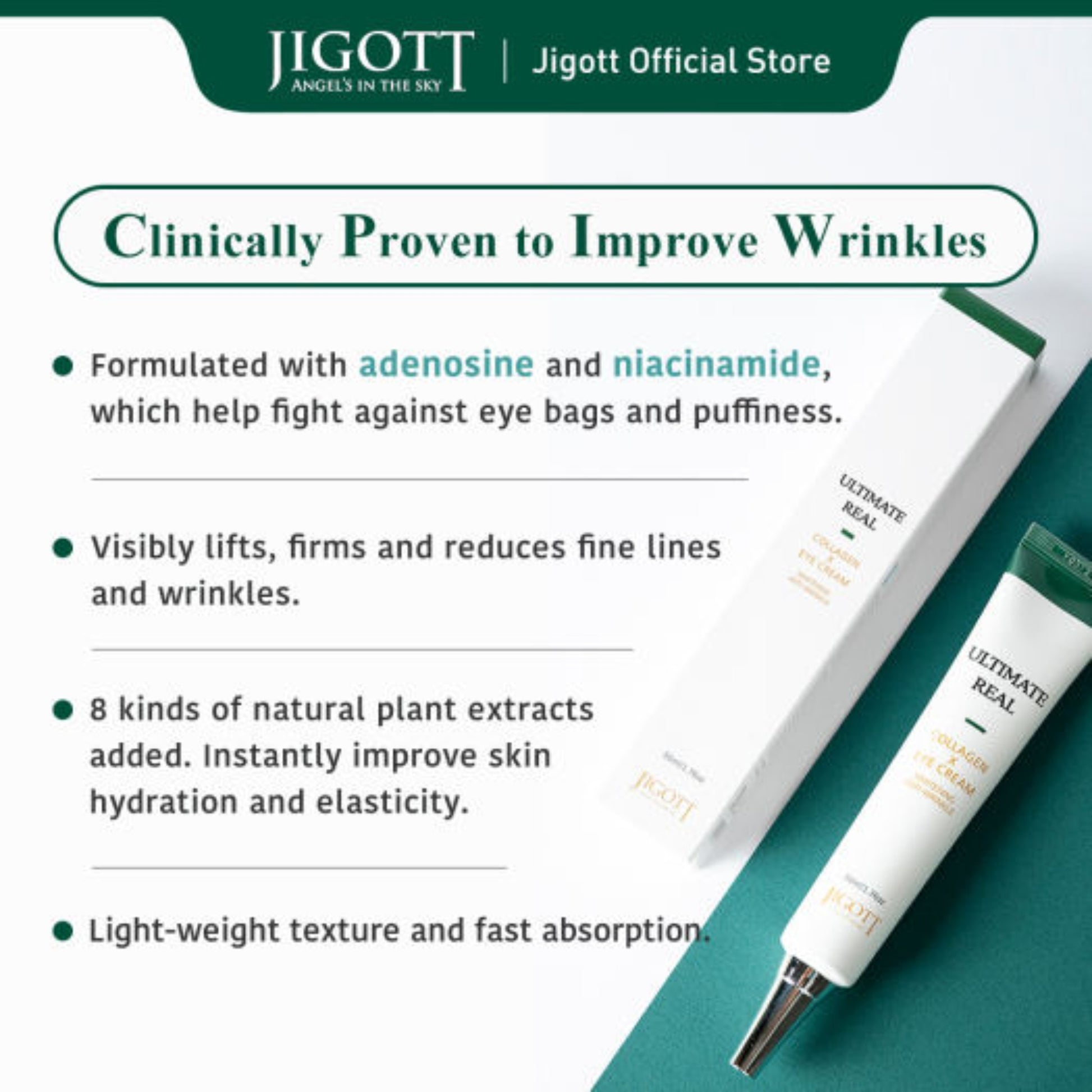 Crema ochi Jigott cu colagen hidrolizat pentru fermitate si hidratare zona ochilor