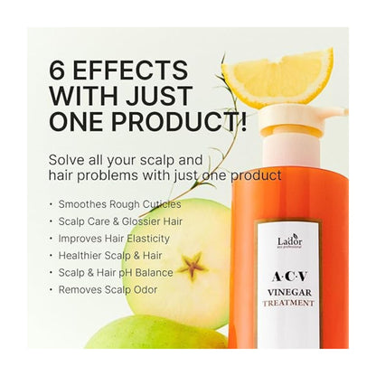 Beneficii Lador ACV Vinegar Treatment pentru echilibrarea scalpului si stralucirea parului