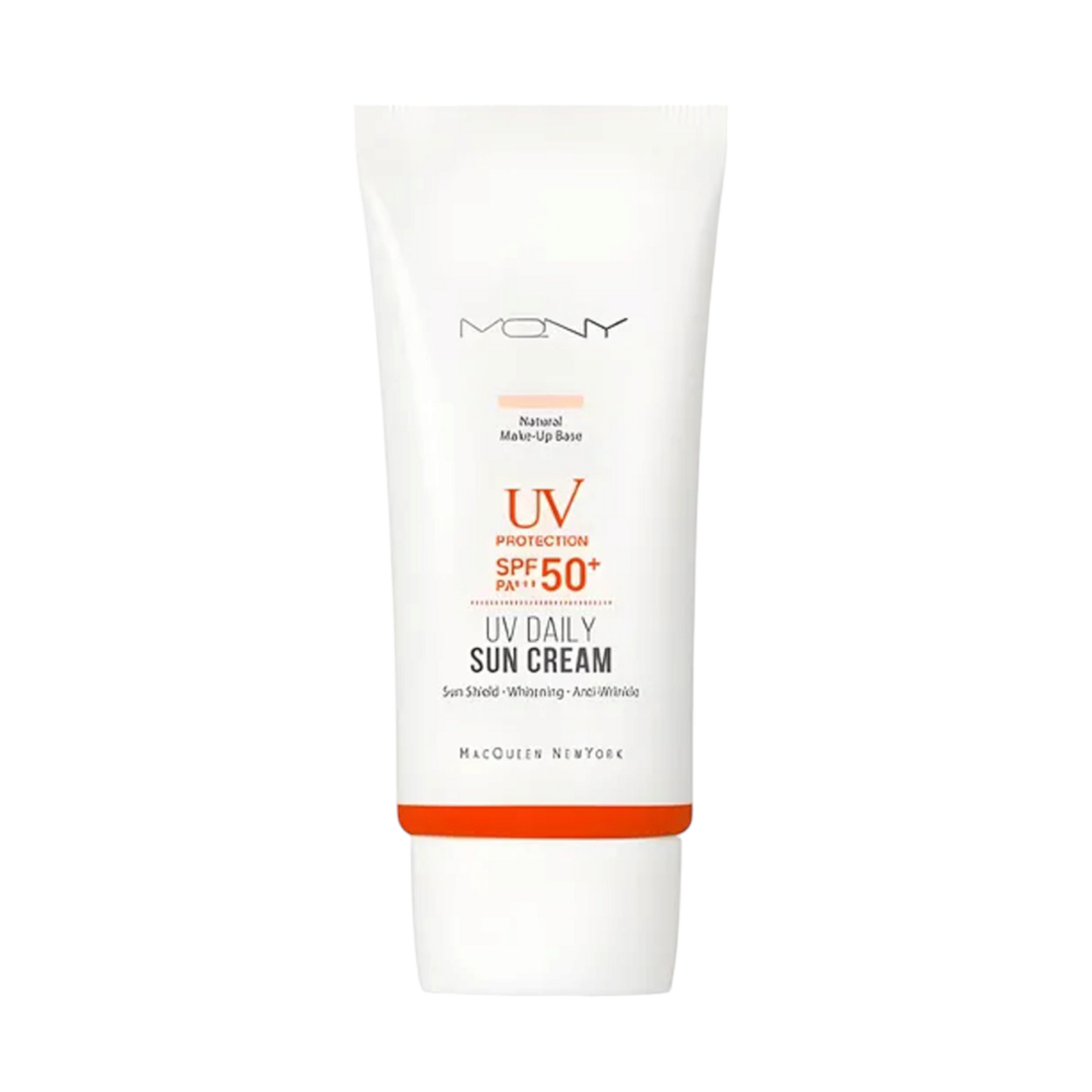 MACQUEEN UV Daily Sun Cream Natural Make-Up Base SPF50, cremă de protecție solară cu efect de bază de machiaj naturală și luminoasă