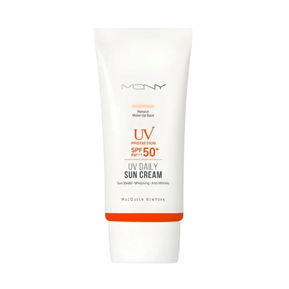 MACQUEEN UV Daily Sun Cream Natural Make-Up Base SPF50, cremă de protecție solară cu efect de bază de machiaj naturală și luminoasă