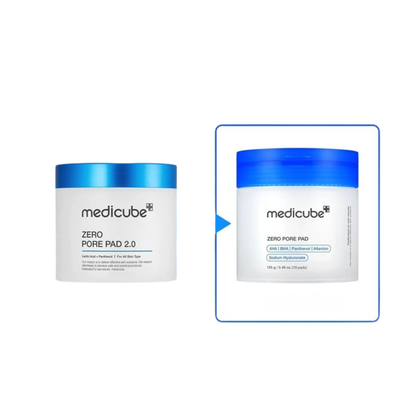 Medicube zero pore pad comparatie ambalaj anterior 2.0 si ambalaj nou