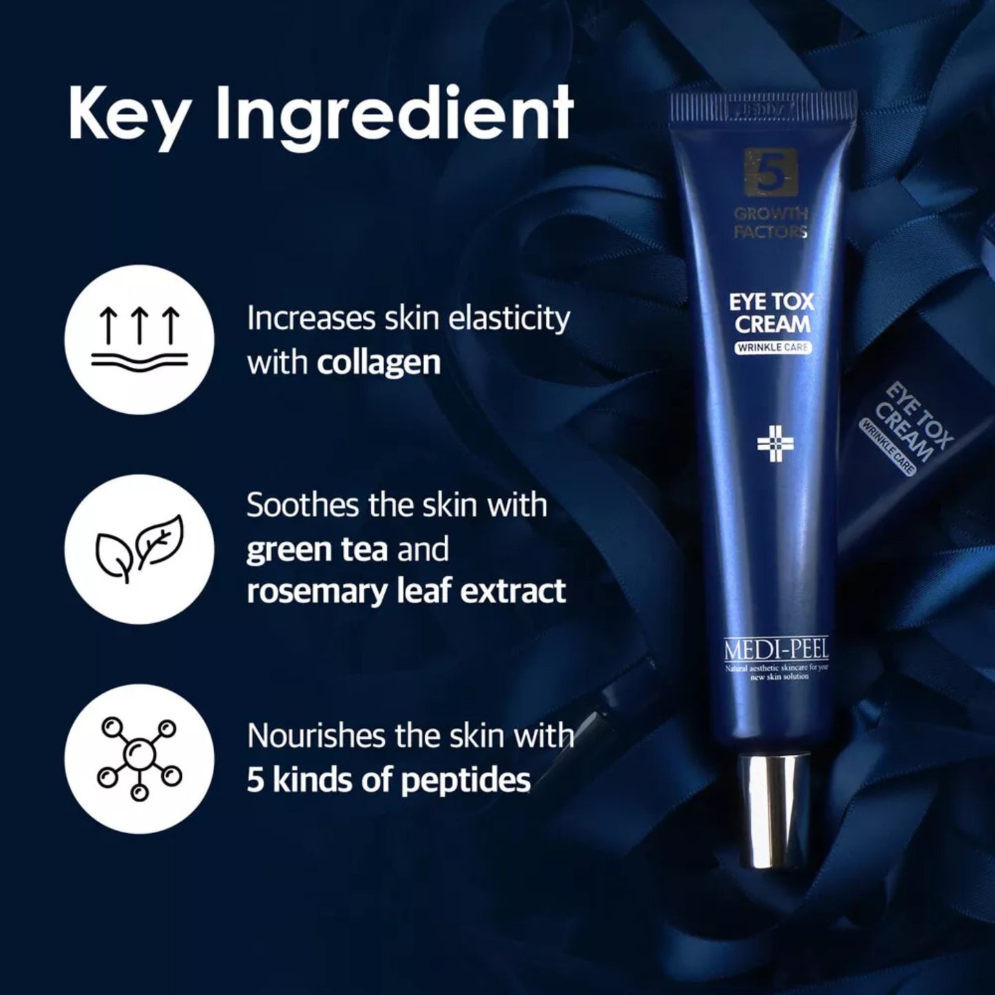 Medipeel Eye Tox Cream 40 ml crema ochi cu peptide, colagen si acid hialuronic pentru fermitate.