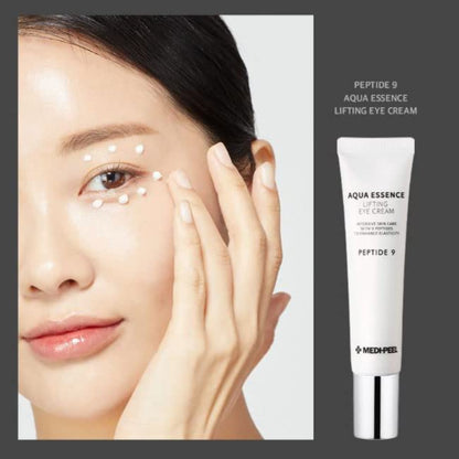 Crema de ochi Medipeel Peptide 9 Aqua Essence Lifting Eye Cream, 40 ml, cu efect anti-imbatranire.
