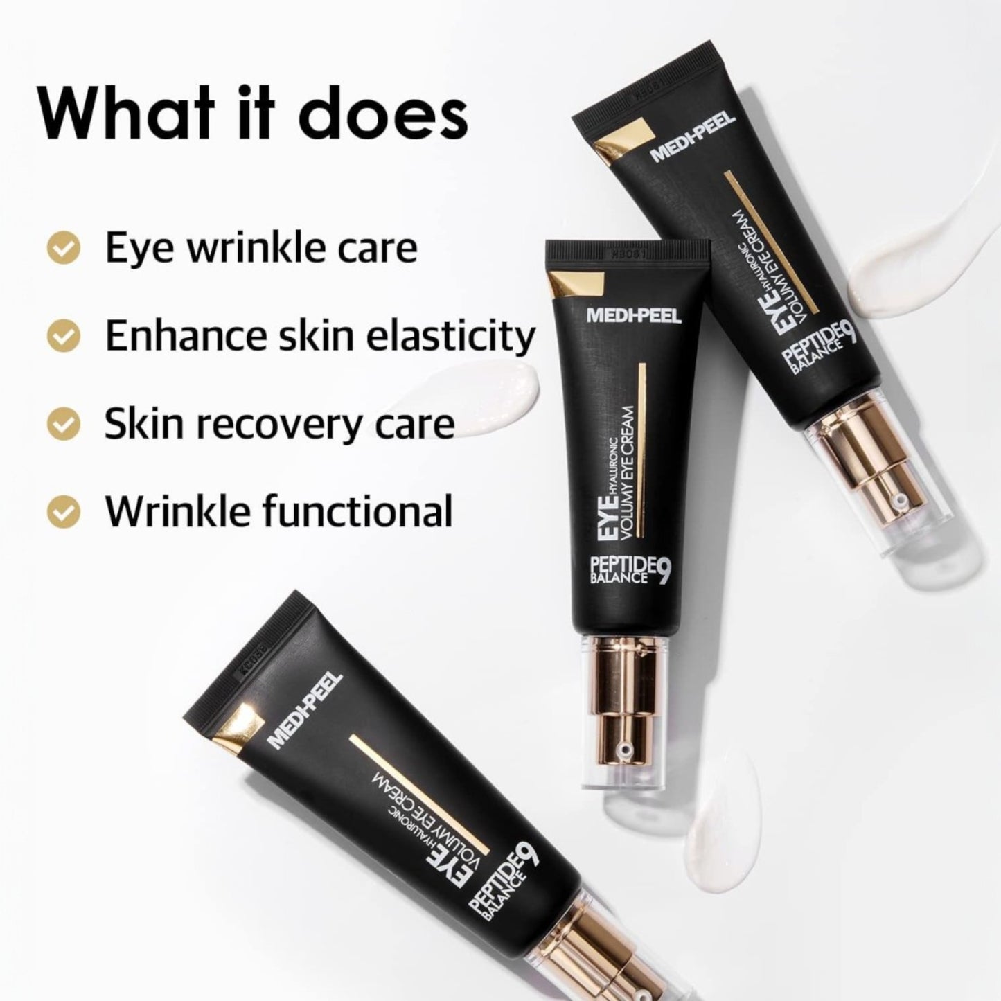 Crema de ochi MEDIPEEL Peptide 9 Hyaluronic Volumy, cu peptide si acid hialuronic, pentru zona ochilor, efect de lifting si hidratare intensa.