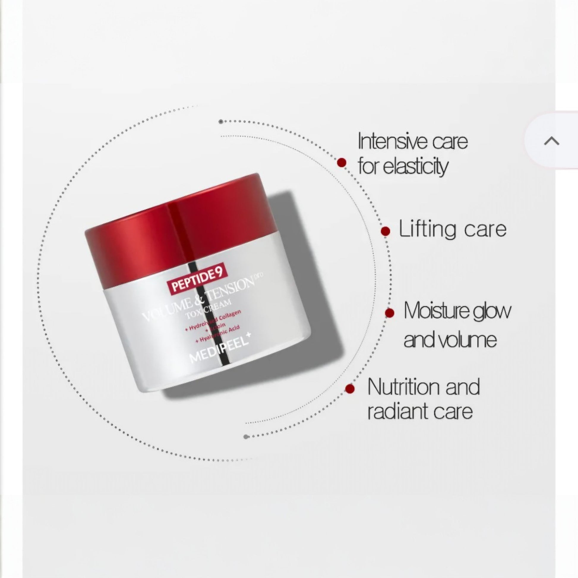 Crema antirid MEDIPEEL cu peptide, volufiline si colagen pentru fermitate si lifting, 50 g