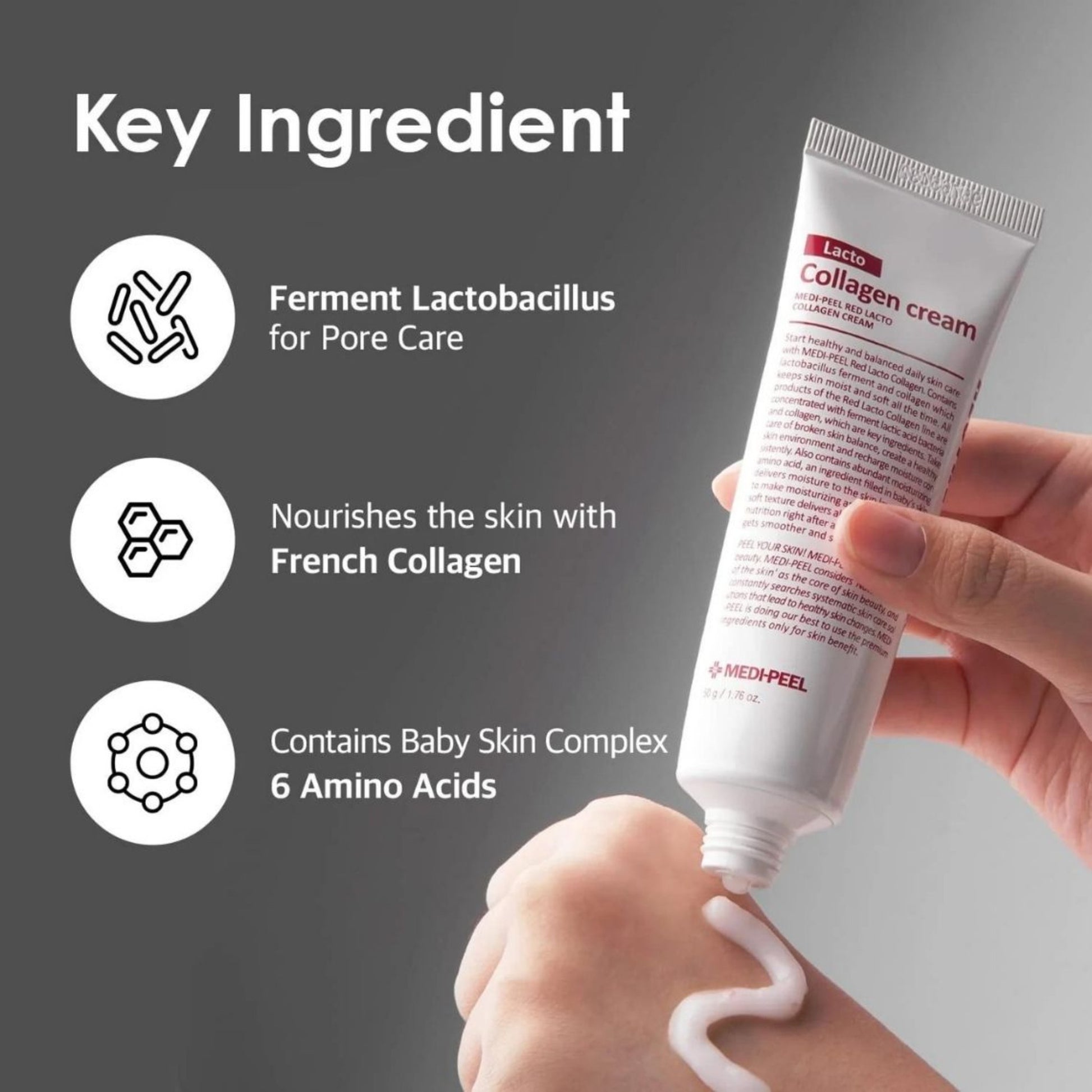 MEDIPEEL Red Lacto Peptide Collagen Barrier Cream 80 ml, crema cu peptide si colagen, intareste bariera si imbunatateste elasticitatea