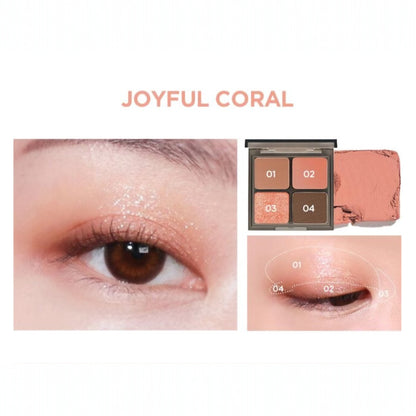 MERZY Mood Fit Shadow Palette S2 Joyful Coral, paletă de farduri corai vibrante pentru machiaj proaspăt și luminos