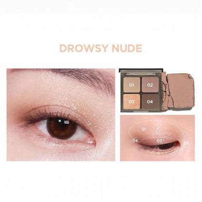 MERZY Mood Fit Shadow Palette S3 Drowsy Nude, paletă de farduri nude catifelate pentru un machiaj natural și elegant