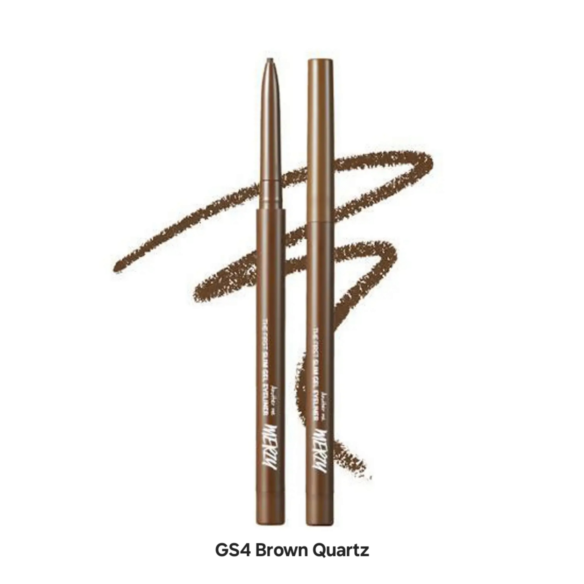 MERZY The First Slim Gel Eyeliner GS4 Brown Quartz, creion gel maro cald pentru un contur natural și rezistent al ochilor
