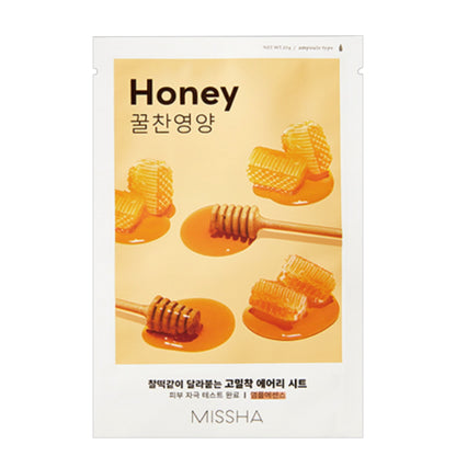 MISSHA Airy Fit Sheet Mask Honey, mască de față nutritivă cu miere care hrănește și hidratează pielea