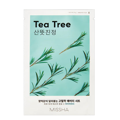 MISSHA Airy Fit Sheet Mask Tea Tree, mască de față calmantă cu arbore de ceai care purifică și echilibrează pielea