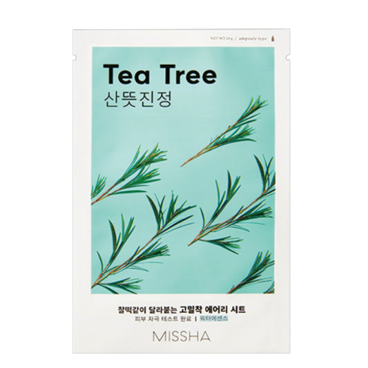 MISSHA Airy Fit Sheet Mask Tea Tree, mască de față calmantă cu arbore de ceai care purifică și echilibrează pielea