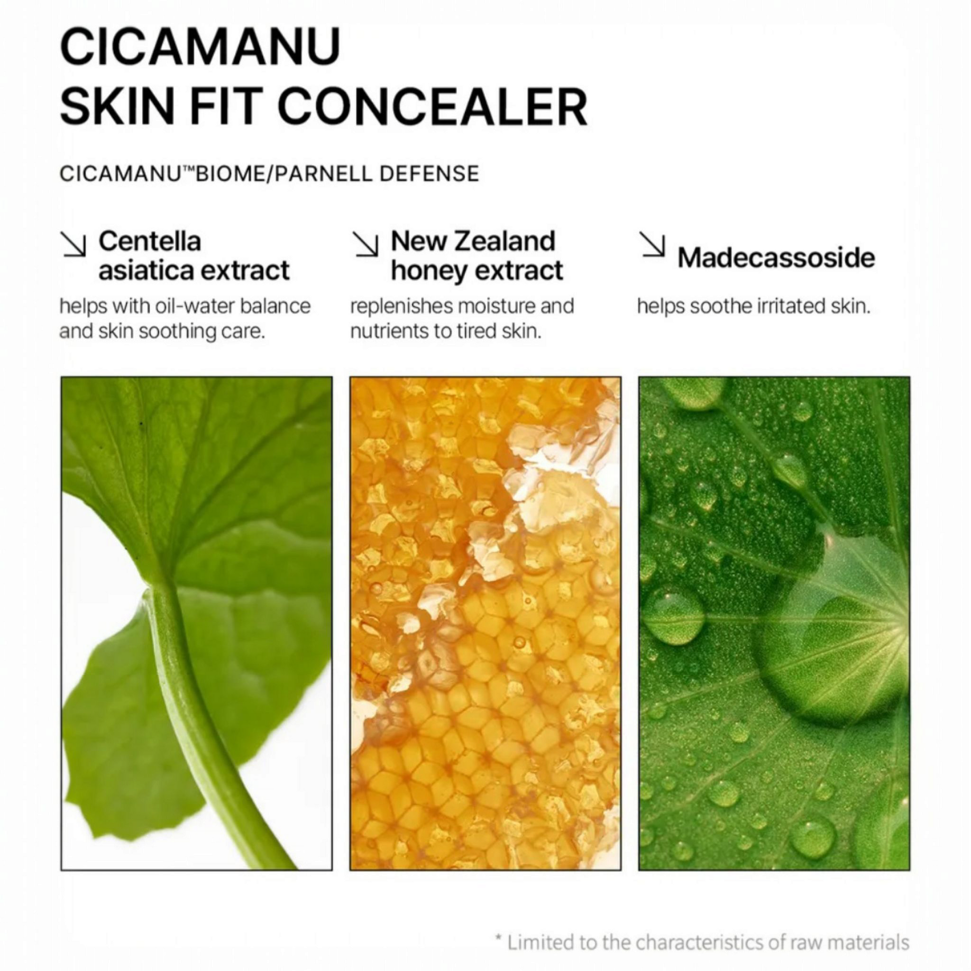 PARNELL Cicamanu Skin Fit Cover Concealer, corector cu extract de Centella care acoperă imperfecțiunile și calmează pielea