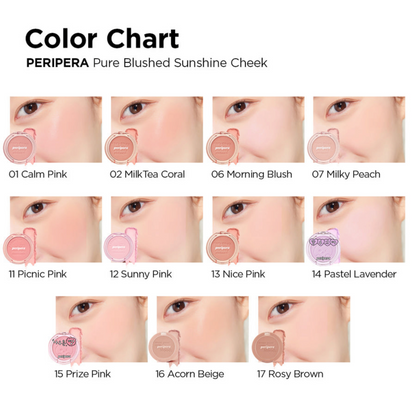 PERIPERA Pure Blushed Sunshine Cheek, fard de obraz catifelat care oferă obrajilor o culoare naturală și luminoasă