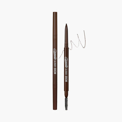 PERIPERA Speedy Skinny Brow 02 Dark Brown, creion subțire pentru sprâncene maro închis care conturează și umple natural sprâncenele