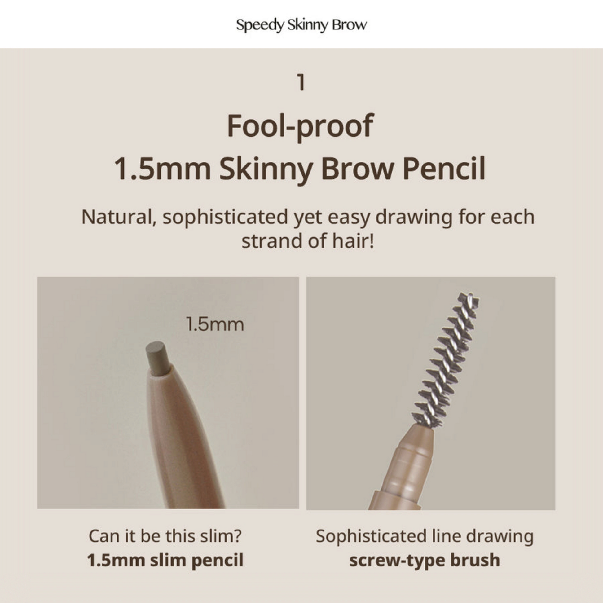 PERIPERA Speedy Skinny Brow, creion subțire pentru sprâncene care trasează linii precise și umple natural golurile