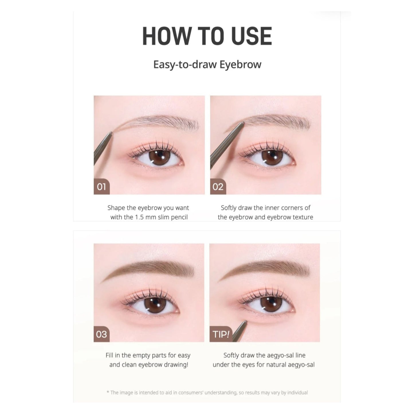 PERIPERA Speedy Skinny Brow, creion subțire pentru sprâncene care trasează linii precise și umple natural golurile mod de utilizare