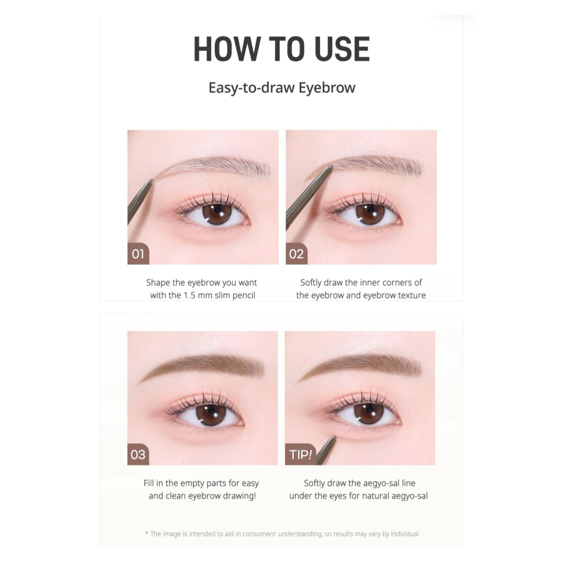 PERIPERA Speedy Skinny Brow, creion subțire pentru sprâncene care trasează linii precise și umple natural golurile mod de utilizare