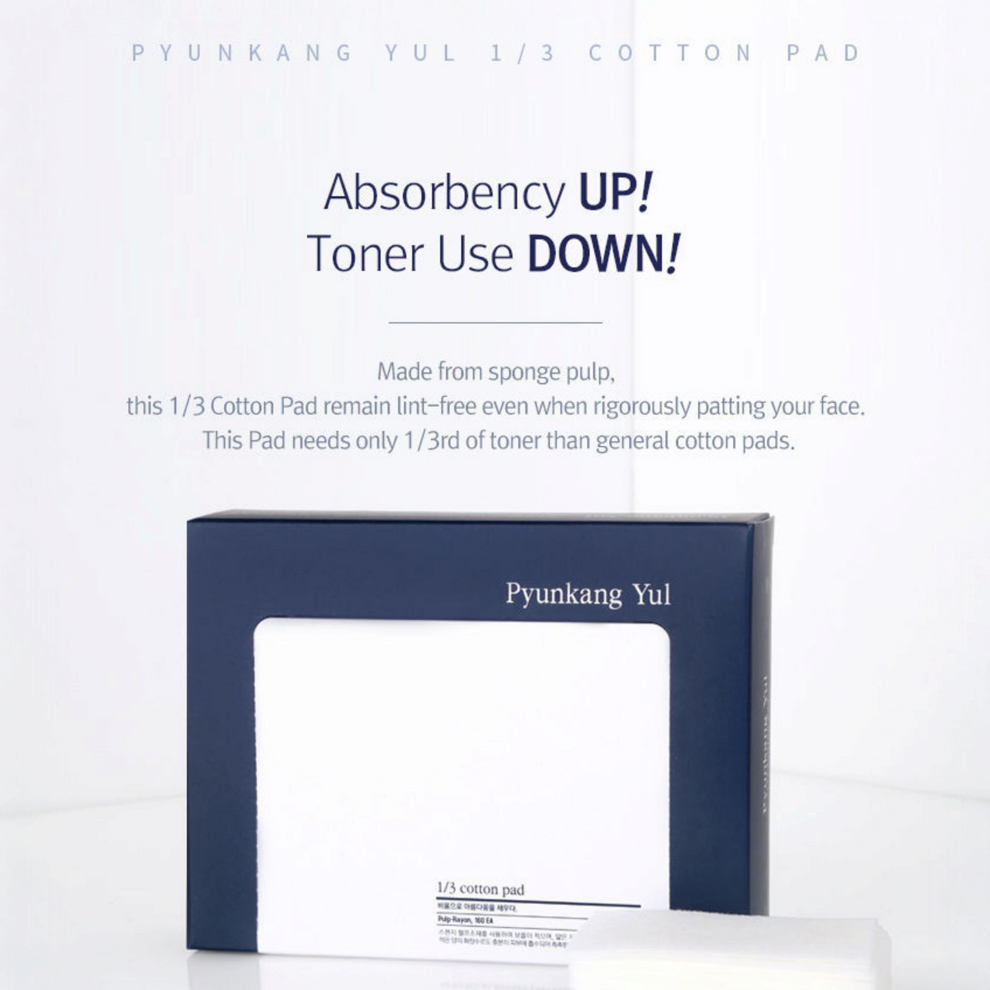 PYUNKANG YUL 1/3 Cotton Pad, dischete demachiante subțiri care economisesc produs și curăță delicat tenul
