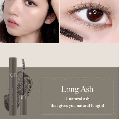 ROM&ND Han All Fix Mascara L02 Long Ash, mascara gri-cenușiu pentru alungire naturală și definire subtilă a genelor
