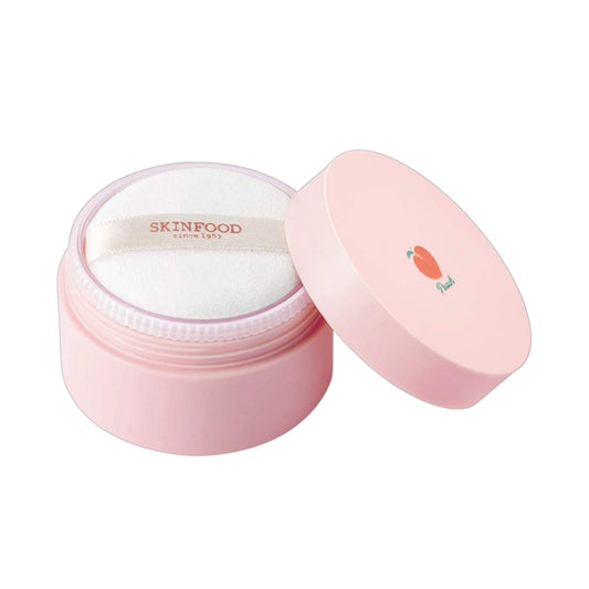 SKINFOOD Peach Cotton Multi Finish Powder, pudră lejeră cu piersică care matifiază și lasă pielea catifelată